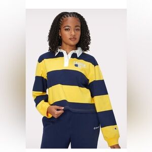Champion Authentic Woman’s Rugby shirt color yellow and blue size XL NWT